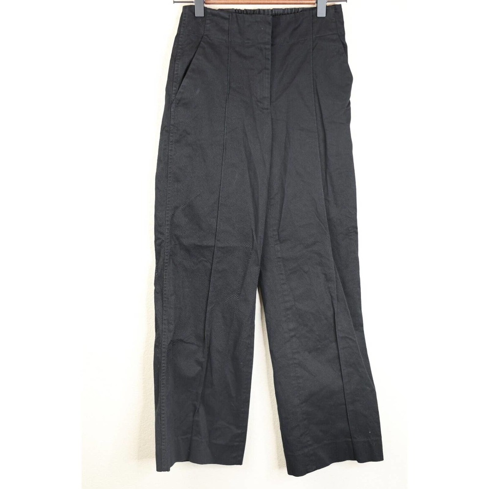 Thakoon Womens Wide Leg Baggy Pants Size 0 Luxury Black Cotton Trousers Preppy